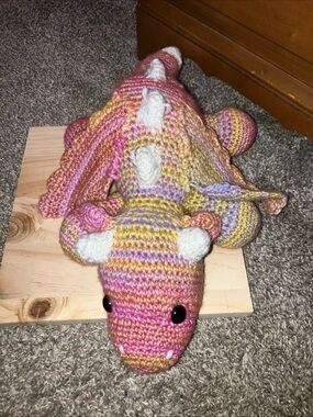 Handmade Multicolor Crocheted Dragon Stuffed Animal Plush